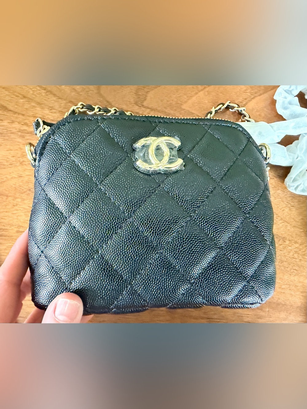 FULL SET NEW Chanel Makeup Black Petite Maroquinerie Pebbled Leather Handbag - Picture 3 of 12